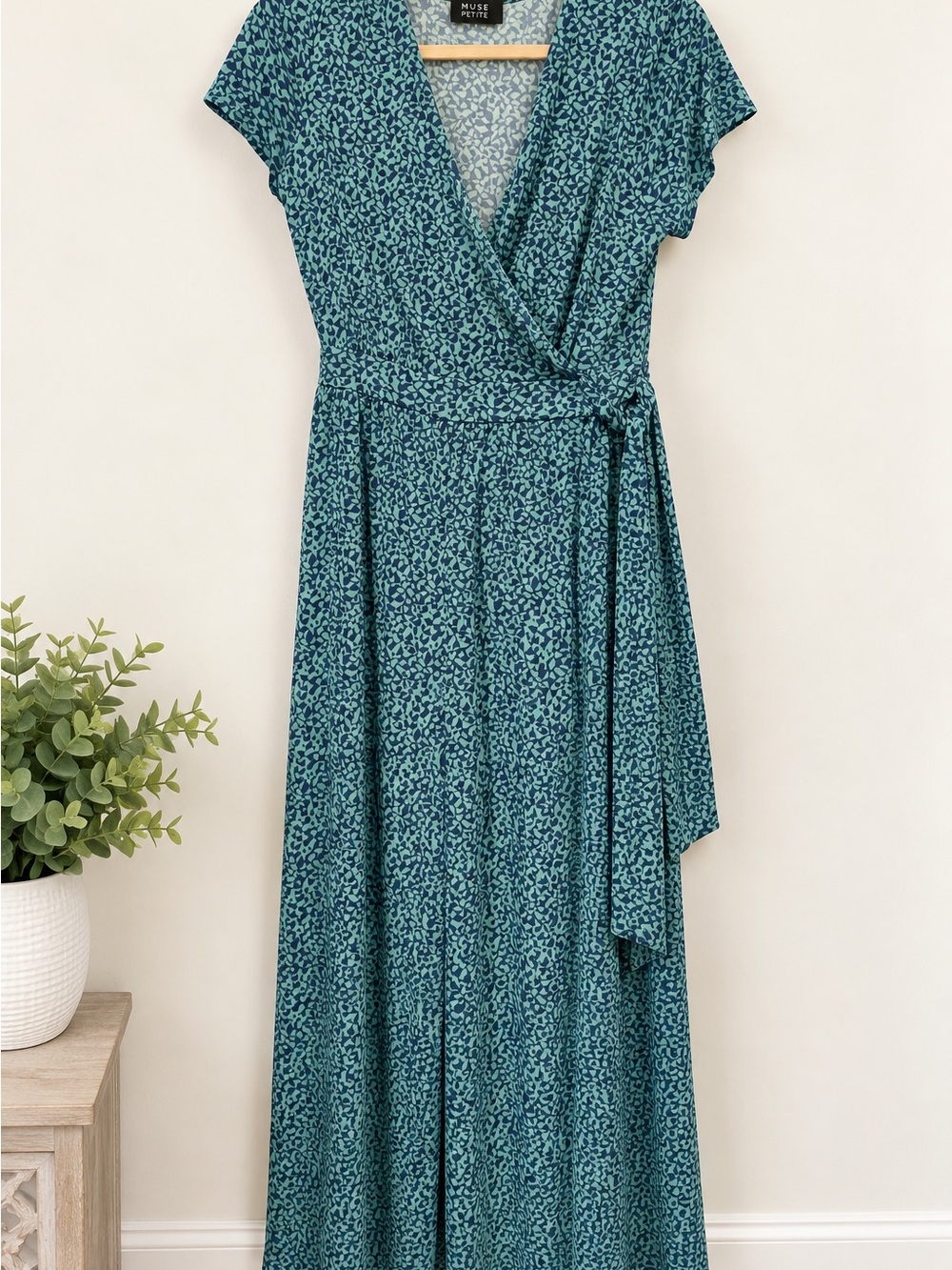 Muse Teal Floral Wrap Jumpsuit